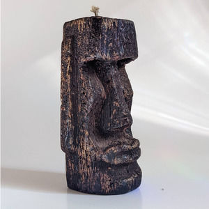 Vintage Tiki Candle, Easter Island Stone Head, Moai Statue Candle, 60's 70's